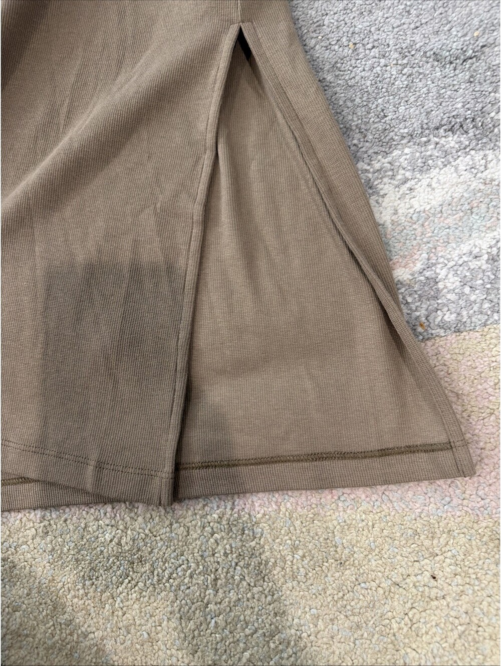 $165 Lauren Ralph Lauren Women's Belted Rib-Knit Puff-Sleeve Dress Tan Medium - Picture 12 of 15